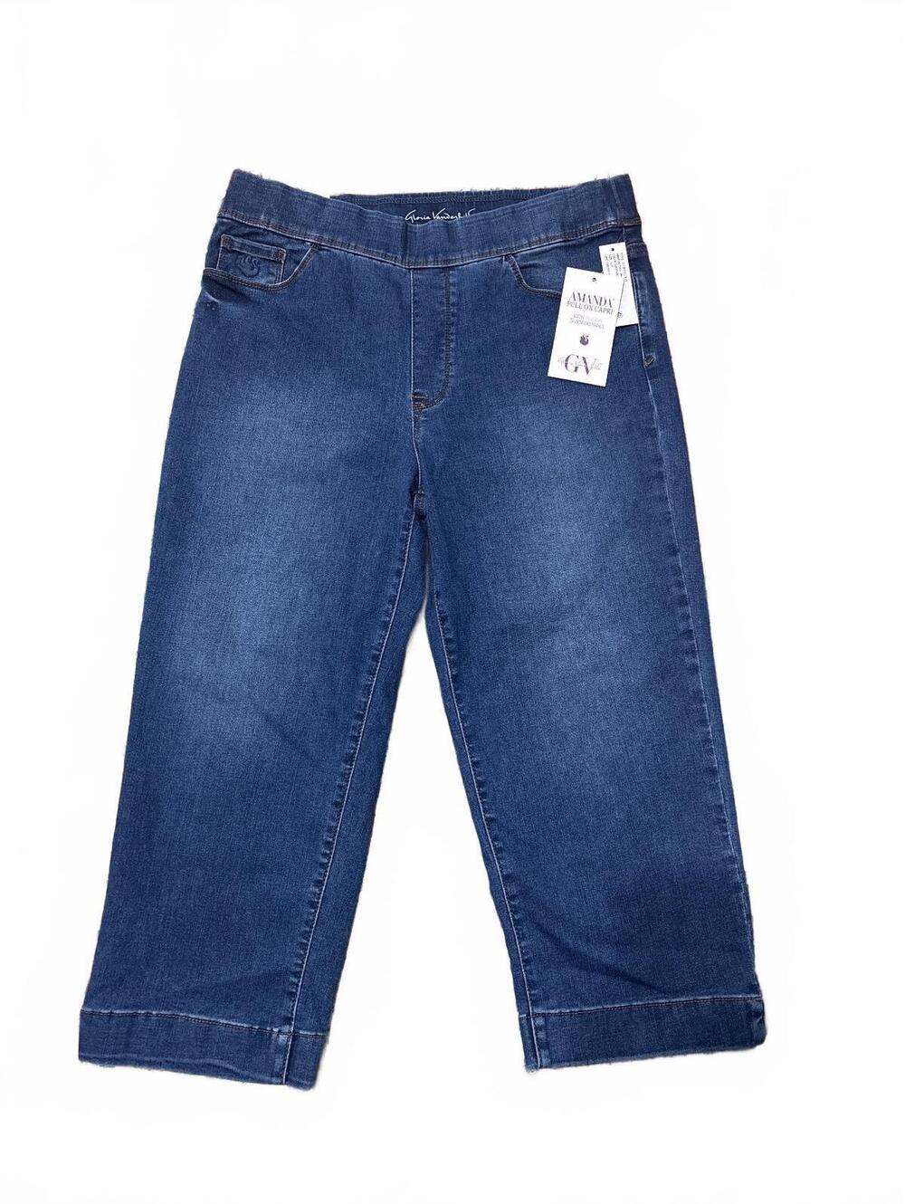 Gloria Vanderbilt Amanda Pull On Capri Jeans with Built-In Slimming Panel, Size